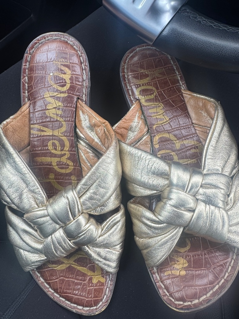 Sam Edelman Gold Knot Leather Slide Sandals - Women